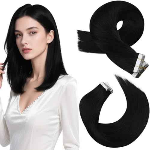 Moresoo Invisible Tape in Extensions Echthaar 40 Stück 30 cm 60 g Remy | Starker Halt, Wiederverwendbar, Hautfreundliches Klebeband, Für Alltag und Hochzeit, Einfaches Anbringen
