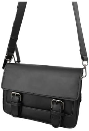 YGSGJSP Aktentasche Vintage Umhängetasche for Mann aus schwarzem Leder, lässig, kleine Klappe, Handy-Geldbörse, männlicher Umhängetasche, Schultergurt, Schulranzen-Tasche(20CMX5.5CMX14CM)