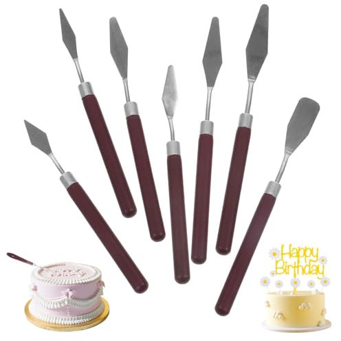 7 Pezzi Set di Spatole per Pittura Acrilica, Spatole per Pittura, Spatola per Decorazioni Torte, Tavolozze per Spalmare Torte, Raschietto per Decorazioni, Raschietto per Decorazioni per Dolci