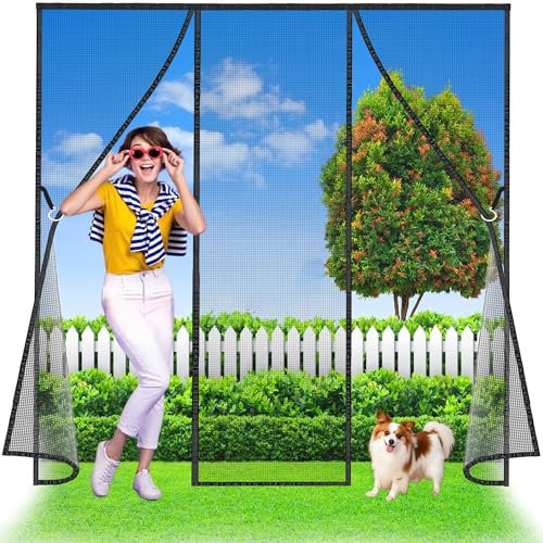 Flycn Zanzariera Magnetica Zanzariera Doppia Porta, 300x300 cm Finestra a Calamita Resistente Traspirante Tenda Anti Mosche, Non è Necessario Praticare Fori, Apertura e Chiusura Silenziosa Nero