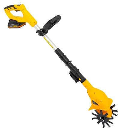 BAOCHADA Fresa de jardín manual, miniazada con batería de iones de litio y batería de iones de litio de 2000 mAh, 250 r/min, profundidad de trabajo de 25 cm, azada para pequeñas bancales y jardines