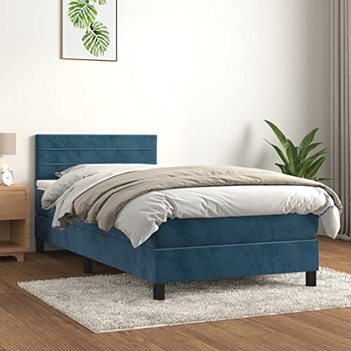 Refined Boxspringbett mit Matratze Dunkelblau 100x200 cm Samt