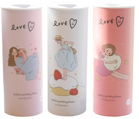 HOODANCOS 3 pièces Cylindre de Papier Toilette Imprimé pour Voiture Portable et Léger Boîte Distributeur Ronde pour Mouchoirs Faciaux Auto Pratique pour Voyage et Usage Intérieur