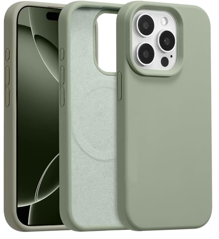 UCASONG Magnetic Liquid Silicone Case for iPhone 15 Pro, Copper Green