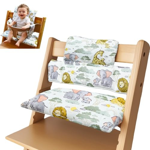 Libershine Hochstuhl Sitzkissen für Stokke Tripp Trapp, Zweiteiliges Sitzkissen Wasserdicht Sitzverkleinerer Kinder Ersatzbezug für Hochstuhl Hochwertige PP-Baumwolle, Tiermuster