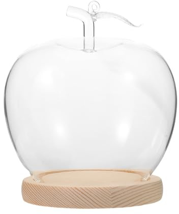 TOYANDONA Cloche en Verre Transparent Grosse Taille avec Socle en Bois Naturel, Dôme de Présentation pour Souvenirs et Décoration Intérieure, Vitrine à Souvenirs pour Fleurs Éternelles