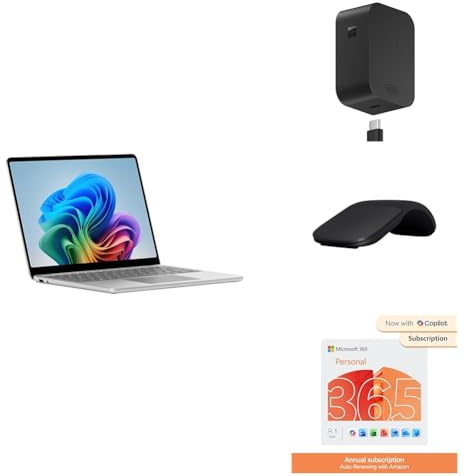 Microsoft Surface Laptop | Copilot+ PC | 13” LCD Touchscreen | Snapdragon® X Plus | 16GB Memory | 512GB SSD + 45W USB-C Wall Charger + Arc Mouse 365 Personal – Productivity Bundle