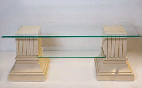 Antikes Wohndesign Couchtisch Wohnzimmertisch Glastisch Säulentisch Steintisch