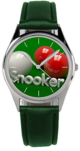 KIESENBERG Armbanduhr Snooker Geschenk Artikel Idee Fan Damen Herren Unisex Analog Quartz Lederarmband Uhr 36mm Durchmesser B-20010 - B-Grün