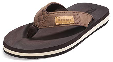 FITORY Herren Flip Flops Surfen Zehentrenner Sports Sandalen Beach/Pool Pantoffeln Braun Gr.43