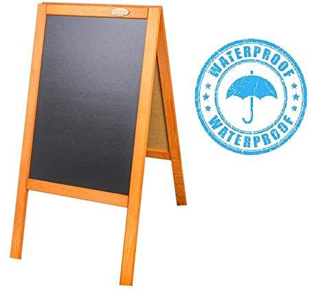 AZZAP Kundenstopper WETTERFEST PM 93cm Holz Tafel Aufsteller Werbetafel Holztafel Mahagoni