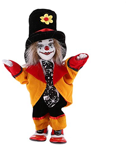 KESOTO Lustige Stehende Porzellan Puppe mit Clown Kostüm, Ornament für Halloween Haus Tisch Dekoration - # 2