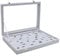 BELLE VOUS Graue Ring Box Aufbewahrungsbox für Schmuck Samt Display Schmucklade mit 7 Fächern und Deckel - Vitrine Organizer mit transparentem Glasdeckel für Ringe, Ohrringe und Manschettenknöpfe