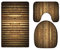 A.Monamour Badezimmer Badematte 3 Teilig Set Braun Bambuszaun Textur Abstrakt Kunstdekoration Flanell Saugfähig Badteppiche Badvorleger Badgarnitur WC Vorleger