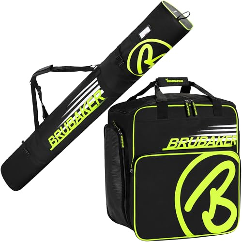 BRUBAKER Kombi Set Carver Champion - Skitasche und Skischuhtasche für 1 Paar Ski + Stöcke + Schuhe + Helm