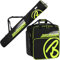 BRUBAKER Kombi Set Carver Champion - Skitasche und Skischuhtasche für 1 Paar Ski + Stöcke + Schuhe + Helm - Schwarz/Neon Gelb - 190 cm