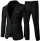 Allthemen Costume Homme Formel d'affaire de Couleur Uni à la Mode Slim Fit Deux pièces Noir L