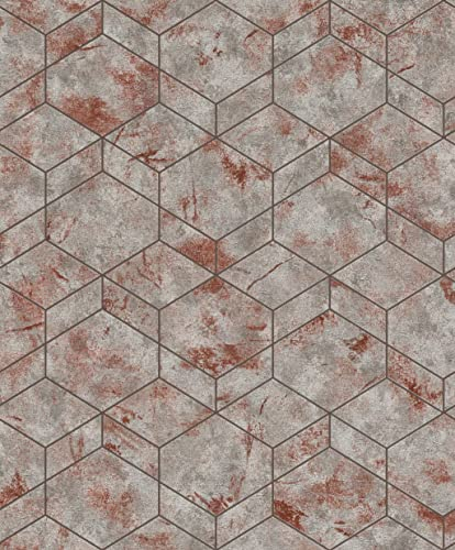 Rasch Tapeten Vliestapete (Grafisch) Silber rote 10,05 m x 0,53 m Andy Wand 649628