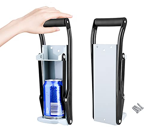 Tin Can Crusher - 16 oz Aluminum Can Crusher for Recycling, Wall Mounted Crush Tool for Kitchen & Outdoor Use, Non-slip Handle