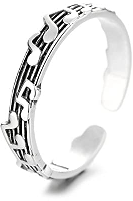 Notenschlüssel Musiknote Offene Ringe für Frauen Mädchen Verstellbar Einfache stapelbare Knöchel Zierliche Mode Erweiterbarer Fingerring Schwanz Minimalistische Band Geburtstagsschmuck Geschenke