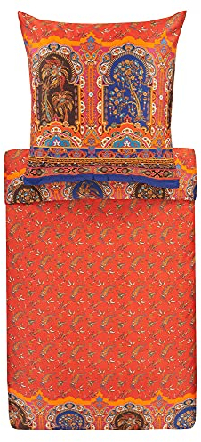 Bassetti Bettwäsche Set 2tlg. Piazza Dei Normanni R1 Rosso, 100% Baumwolle mit Reißverschluss, Größe: 135cm x 200cm, 80cm x 80cm, 9314244