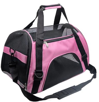 Tecageaon Trasportino per animali domestici, approvato dalle compagnie aeree, trasportino per gatti di taglia media, piccola, cucciolo, gattino, trasportino da viaggio per animali domestici (M, rosa)