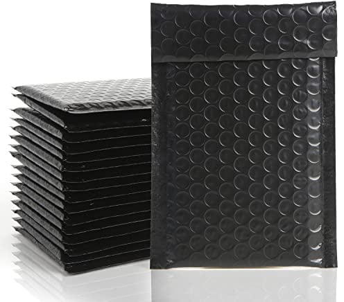 VEYLIN 16 Stück Luftpolster-Versandtaschen, 15 x 20 cm, gepolsterte Umschläge, Luftpolsterfolie, Polymailer-Taschen für den Versand (schwarz)