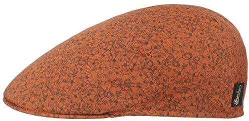 Borsalino Flower Cotton Flatcap Schirmmütze Schiebermütze Damen/Herren - Made in Italy mit Schirm, Futter Sommer Frühling-Sommer - M (56-57 cm) orange