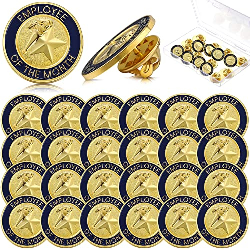 Dingion Anstecknadeln für Mitarbeiter des Monats, 1,9 cm, Emaille, für Auszeichnungen, Mitarbeiter, Team, Geschenk (Mitarbeiter des Monats), 24 Stück