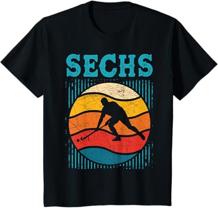 6. Geburtstag Retro Hockey Feldhockey Spieler 6 Jahre Junge T-Shirt