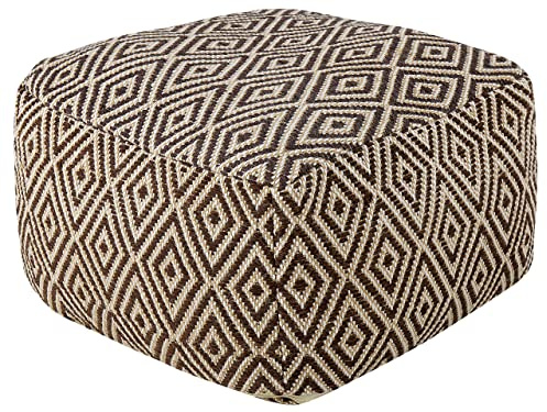 Beliani Moderner gewebter Pouffe braun/beige Wolle mit geometrischem Muster Manisa
