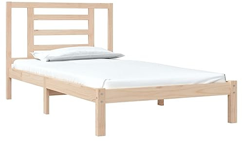vidaXL Solid Wood Pine Bed Frame Home Bedroom Furniture Decorative Wooden Platform Bed Base Frame Bedstead Mattress Foundation 90x200 cm