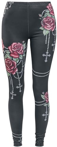 Rock Rebel by EMP Damen Schwarze Leggings mit Rosen und Kreuzen L