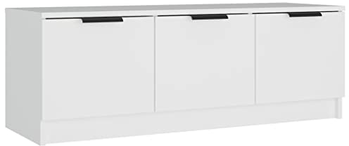 vidaXL Meuble TV Armoire Centre de Divertissement Armoire Basse avec 3 Portes Salon Salle de Séjour Blanc 102x35x36,5 cm Bois d'Ingénierie