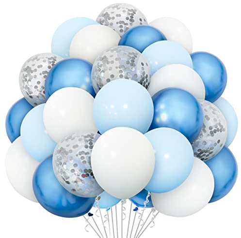 50PCS Blue and White Balloons, 12Inch Birthday Balloon for Party Decoration | Air/Helium Fillable, for Baby Shower, Wedding, Gender Reveal, Christening, Engagement, Oktoberfest, Scotland Party Decoration