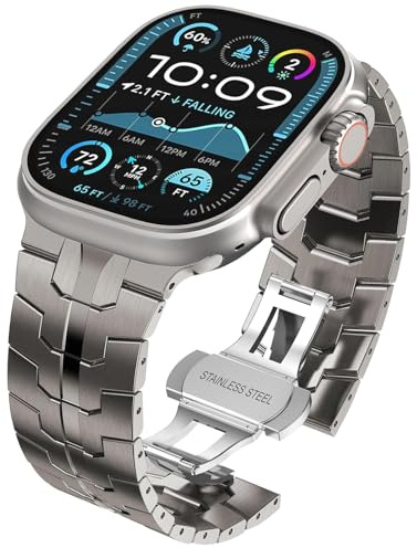 WINGLE Compatible con Apple Watch Band Ultra 2 Band Ultra de 49 mm, 46 mm, 45 mm, 44 mm, 42 mm, para hombre, Series 10, 9, 8, 7, 6, 5, 4, SE, correas de metal de acero inoxidable para iWatch 3, 2, 1