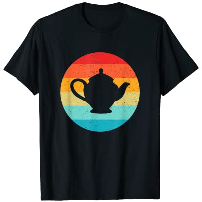 Teekanne Silhouette Retro Vintage Sonnenuntergang 70er 80er Jahre Used-Look T-Shirt
