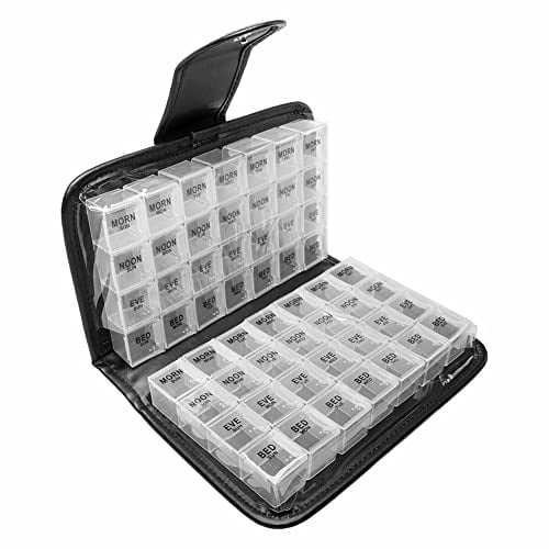 Große Tablettenbox 14 Tage Morgens Mittags Abends,Pillendose 4 Fächer,BPA-frei Pillendose Pillenbox Weiß Pillen Tablettentasche,Medikamentenbox Tablettendose für Medikamente, Vitamine, Fischöl