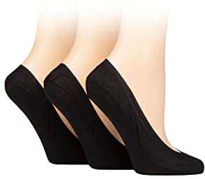Caroline Gardner Ladies Plain Cotton No-Show Shoe Liner Socks Pack of 3
