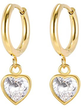 Homxi Ohrringe Kreolen,Ohrstecker Gold Edelstahl Damen Herzform mit Zirkonia Creole Damen Stil 2