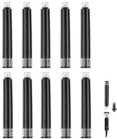 Retractable Fountain Pen, 10Pcs Cloud Grip Brush Title Pen Refills SoftRefillable Fountain Pen Press Type Refillable Ink Writing Pen for Writing, Painting, Drawing, School (10pcs refills black)