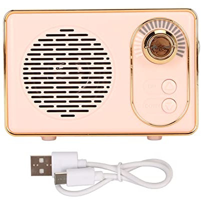 Retro Bluetooth Speaker,Vintage Speaker with Cute Old Fashion Style,Good Sound,Bluetooth 5.0,TF Card,AUX Input,USB Drive MP3 Player for Kitchen Desk Bedroom Office Party Outdoor (Pink)
