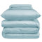 Nordic Paradise - Housse de Couette de Luxe en Satin de Coton 200x200 cm + Drap Housse 160x200 cm + 2 Taies d'oreiller 50x70 cm - Set avec Fermeture Éclair Fine - Couleur Bleu fumée