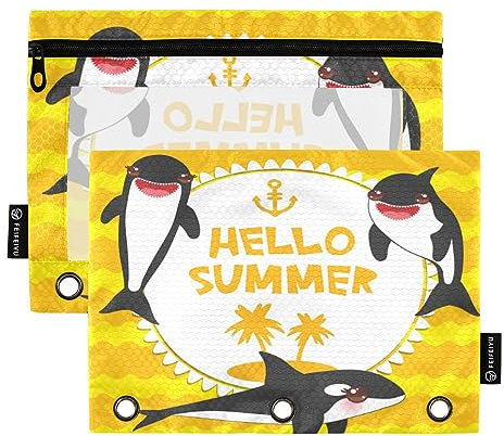 Mnsruu 2 Pack Binder Pouches,Whale Ring Binders File Folder Pen Bag for Office School