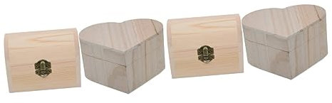 Gadpiparty 4stücke Diy Schmuckkasten Set Holz Herzform Und Schatzkiste Leere Für Junge Mädchen Kreative Aufbewahrungslösung Für Schmuck Und Spielzeug