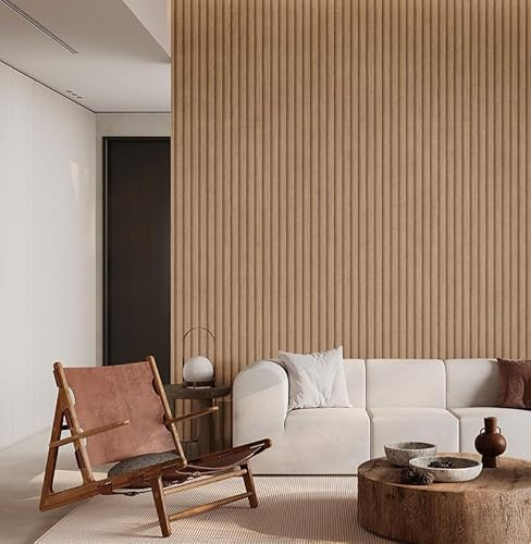 10X0.53M Natural Faux Wooden Stripes Matt 6 Colors Waterproof Embossed Textured PVC Wallpaper Roll for Bedroom Livingroom 1.73' W x 32.8' L=5.3㎡ (57sq.ft) (Brown)