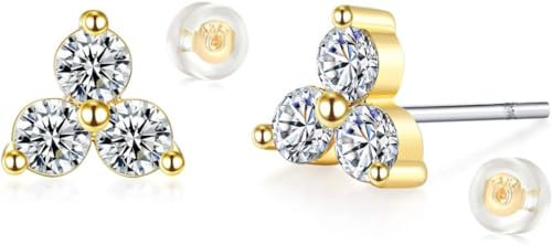 Jenosy Gold Ohrringe Damen - Zarte Blumen Ohrstecker für Knorpel - Huggie Ohrstecker für Mädchen - Hypoallergene Vergoldete Modeschmuck für Frauen