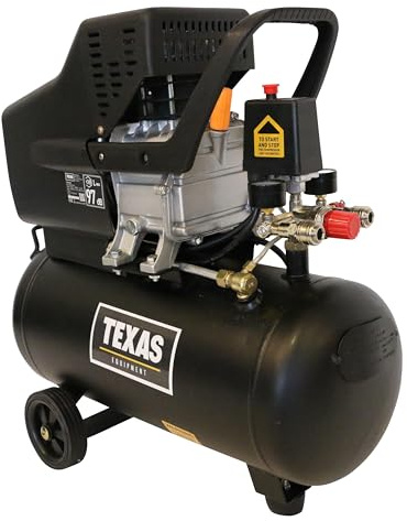 TEXAS Druckluft Kompressor TPK 2400 ölgeschmiert (1200 Watt Leistung, 24 Liter Drucktank, 8 bar Arbeitsdruck, 2 Schnellkupplungen, 2 Manometer) 90063118