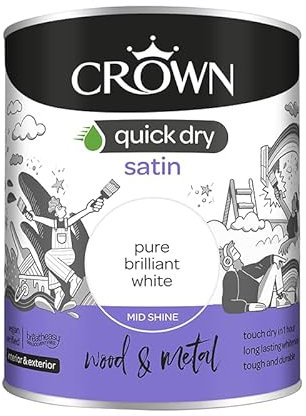 CROWN Quick Dry Satin Paint Brilliant White 2.5 litre