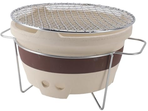 Outdoor-Grillofen, Exquisite Handwerkskunst, Kompakt, Breite Anwendung, Edelstahl-Grillnetz, Multifunktionaler Ton-Holzkohleofen für Teehäuser